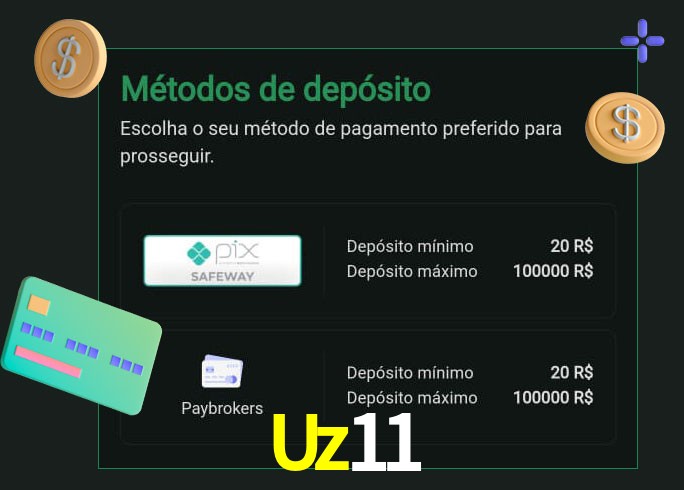 O cassino Uz11 oferece uma grande variedade de métodos de pagamento